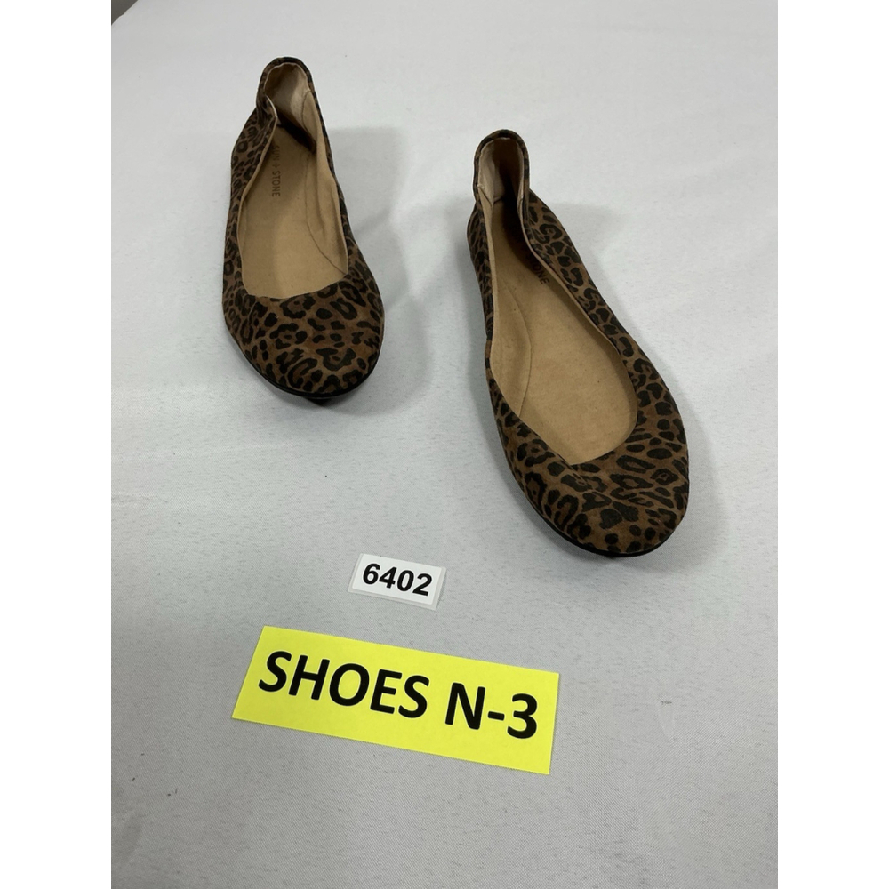 Womans Sun & Stone Slipon Ballet Shoes Size 10 Brown Animal Print Flexible